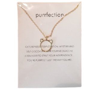 5/$25 - Purrfection Cat Circle Gold Color Necklace